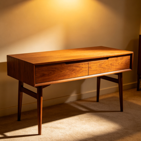 Mid-Century Modern Vanity with Hairpin Legs and One Long Drawer
